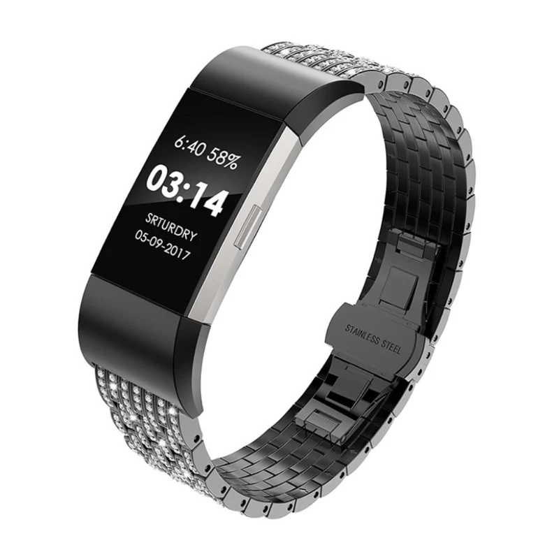 Stilvoll Fitbit Charge 2 Metall und Strass armband