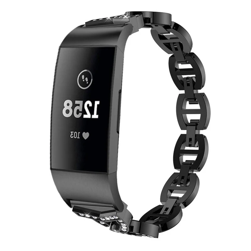 Sehr fantastisch Fitbit Charge 3 Metall und Strass armband