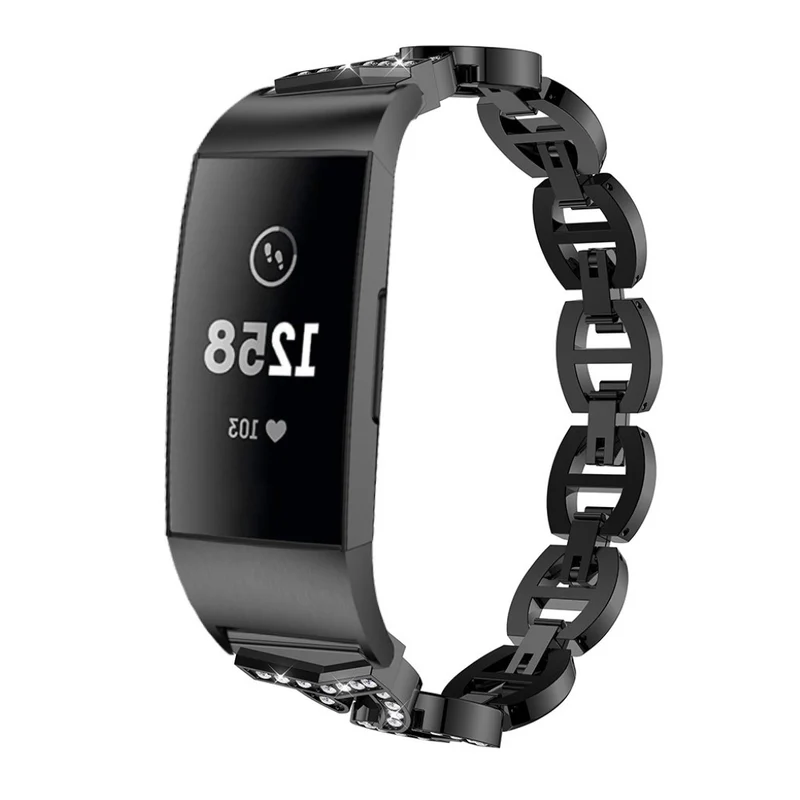 Sehr fantastisch Fitbit Charge 3 Metall und Strass armband