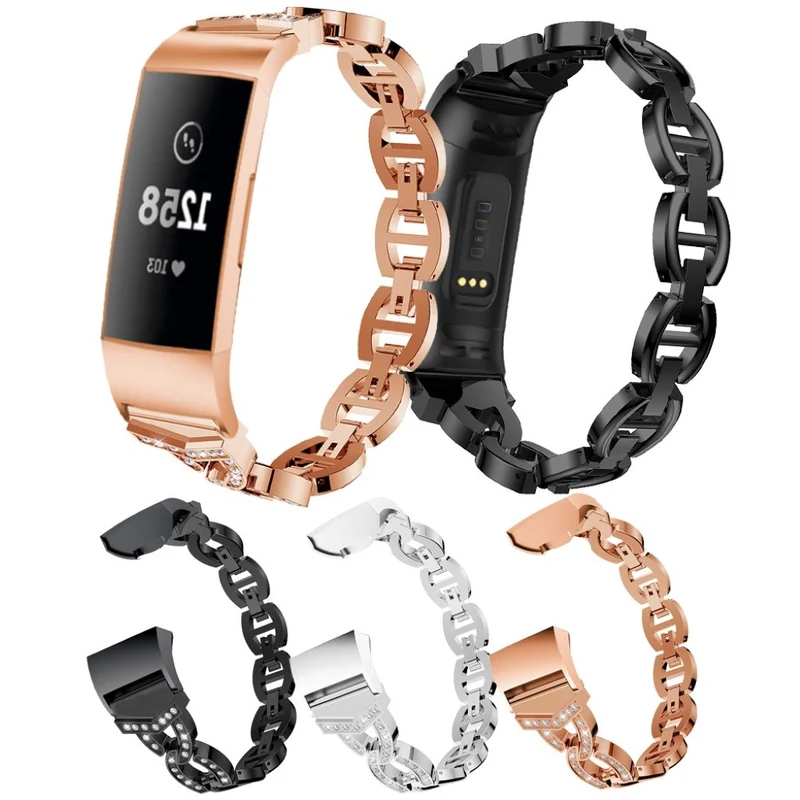 Sehr fantastisch Fitbit Charge 3 Metall und Strass armband