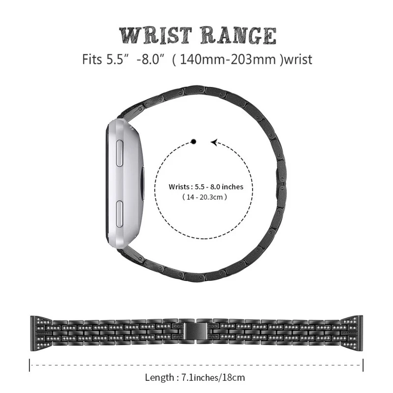 Haltbar Fitbit Versa Lite Metall und Strass armband