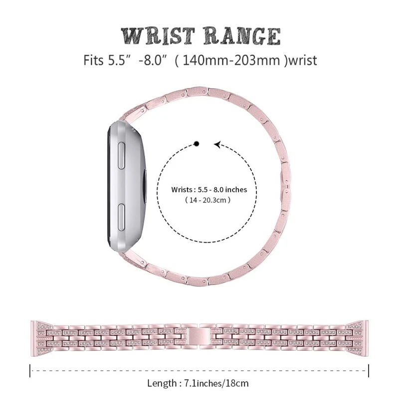 Haltbar Fitbit Versa Lite Metall und Strass armband