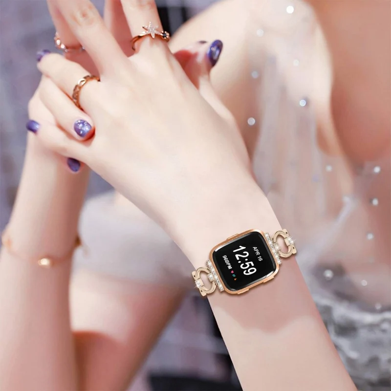 Bequem Fitbit Versa Lite Metall und Strass armband
