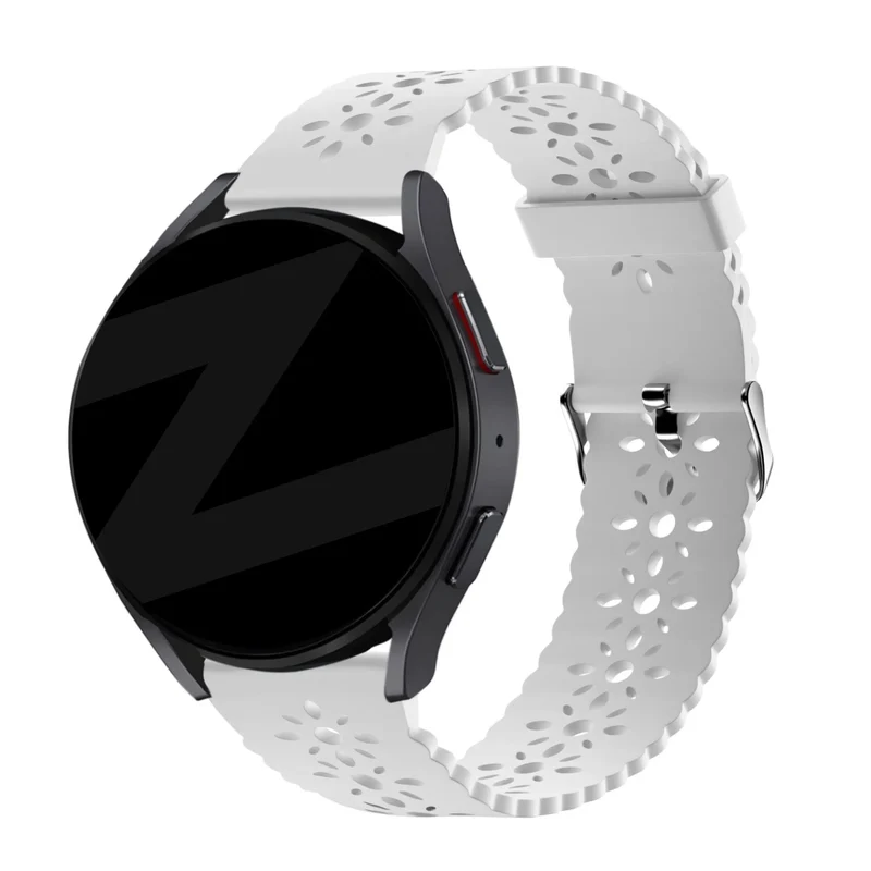 Bandz Huawei Watch GT 2 42mm Silikonarmband mit Blumenmuster (Weiß)