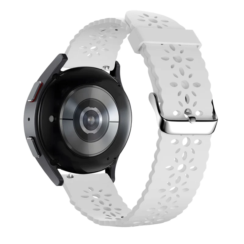 Bandz universeel 20mm Silikonarmband mit Blumenmuster (Weiß)