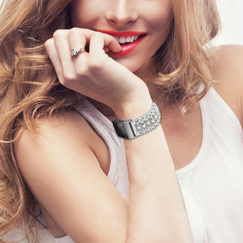 Absolut schön Fitbit Charge 3 Metall und Strass armband