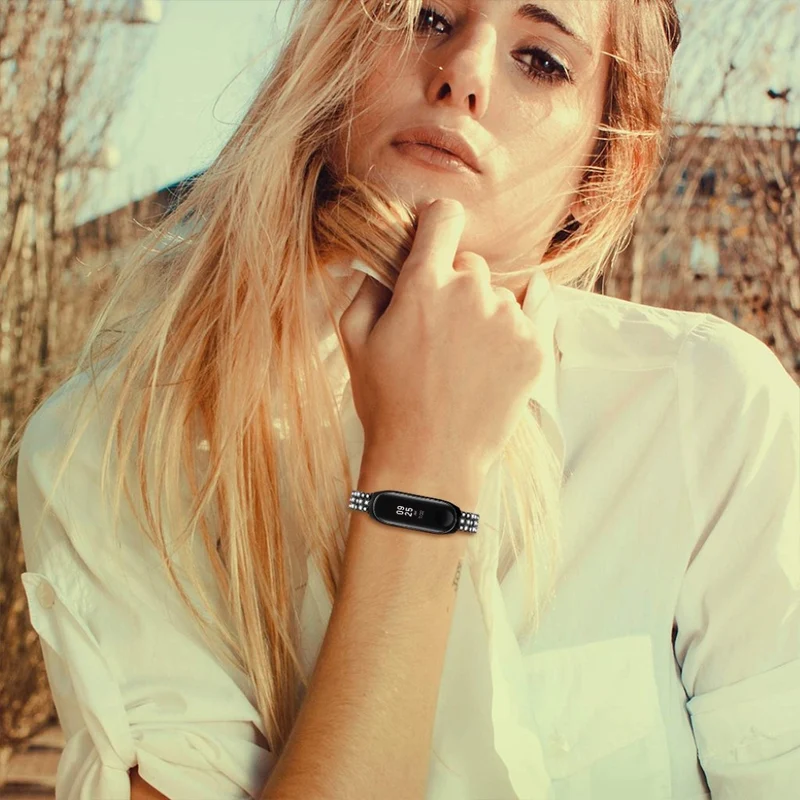 Xiaomi Mi Band 3 / Xiaomi Mi Smart Band 4 Metall und Strass armband