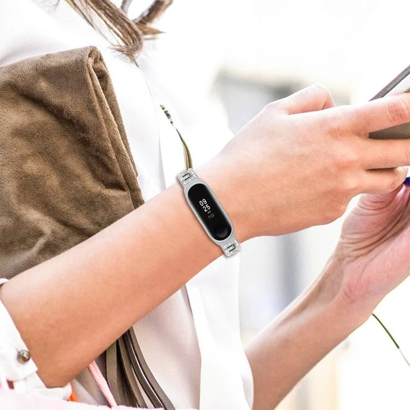 Xiaomi Mi Band 3 / Xiaomi Mi Smart Band 4 Metall und Strass armband