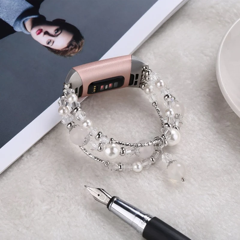 Super elegant Fitbit Charge 3 Metall und Strass armband