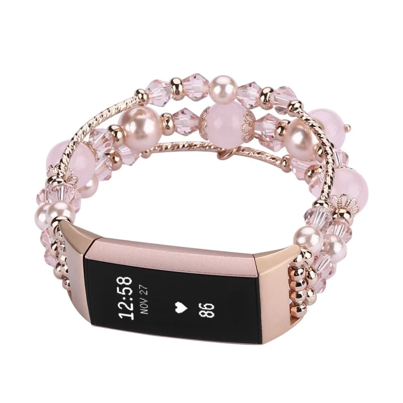 Super elegant Fitbit Charge 3 Metall und Strass armband