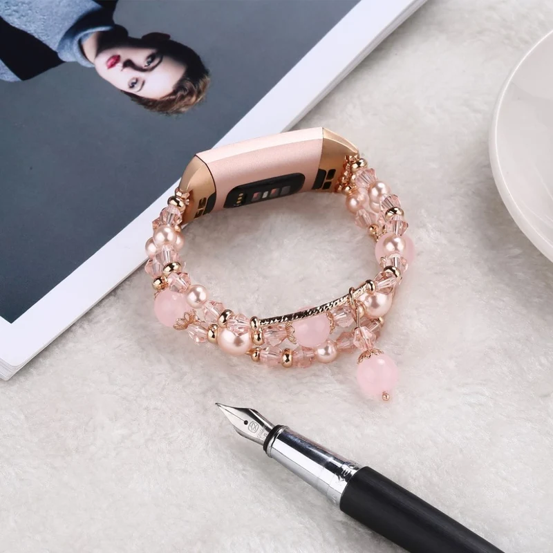Super elegant Fitbit Charge 3 Metall und Strass armband