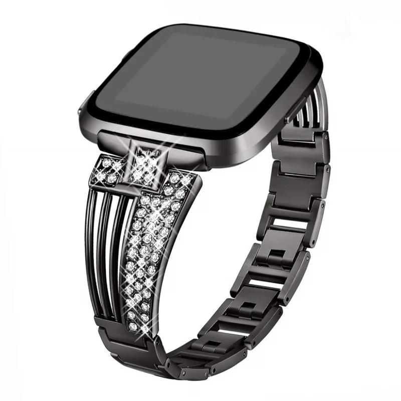 Unglaublich elegant Fitbit Versa Metall und Strass armband