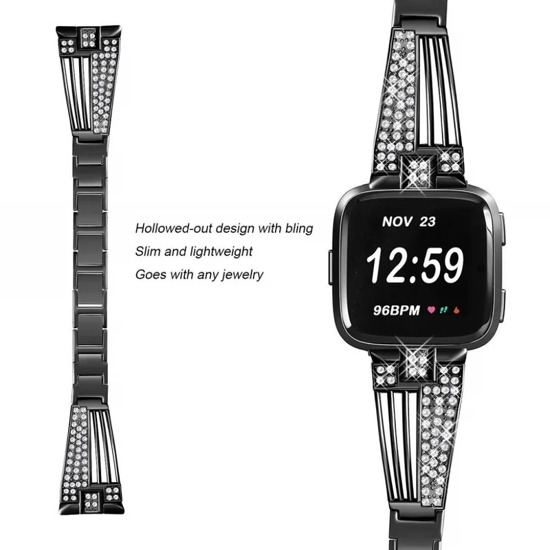 Unglaublich elegant Fitbit Versa Metall und Strass armband