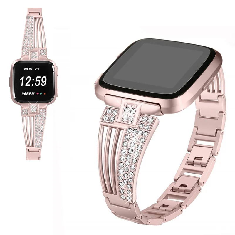 Unglaublich elegant Fitbit Versa Metall und Strass armband