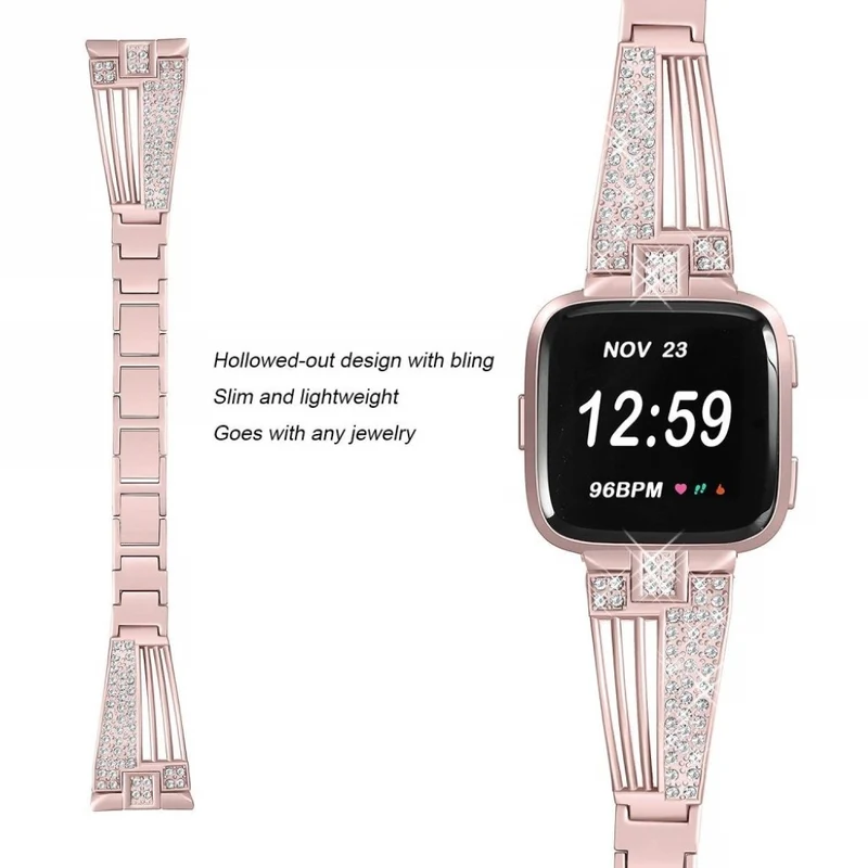 Unglaublich elegant Fitbit Versa Metall und Strass armband