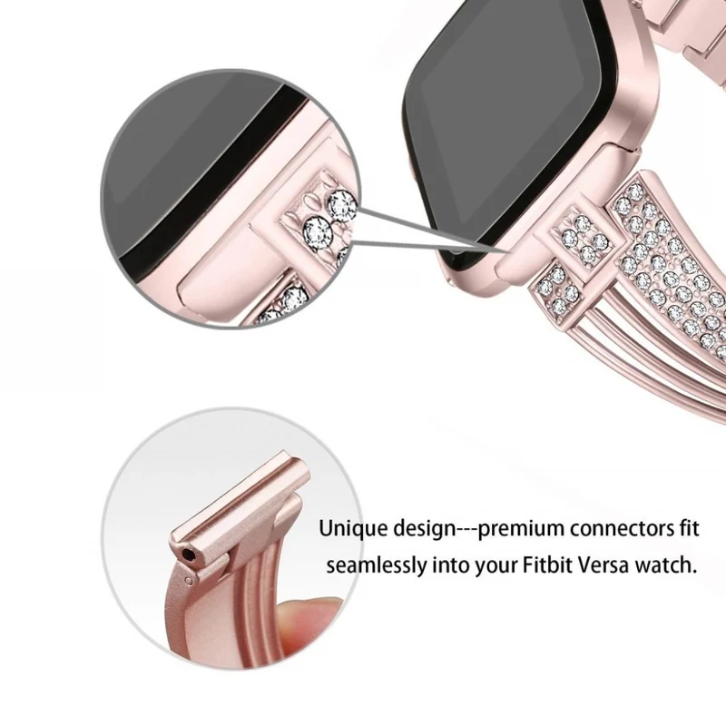 Unglaublich elegant Fitbit Versa Metall und Strass armband