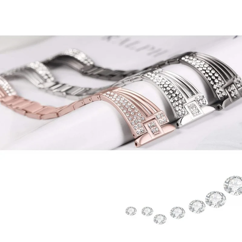 Unglaublich elegant Fitbit Versa Metall und Strass armband