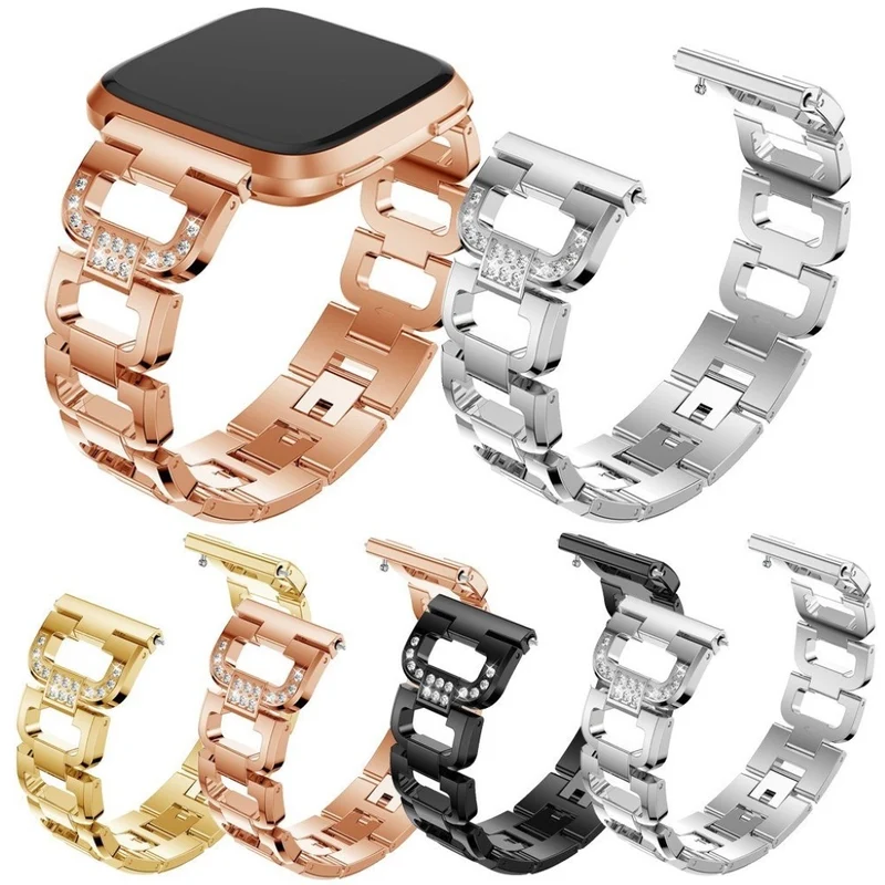 Großartig Fitbit Versa Metall und Strass armband