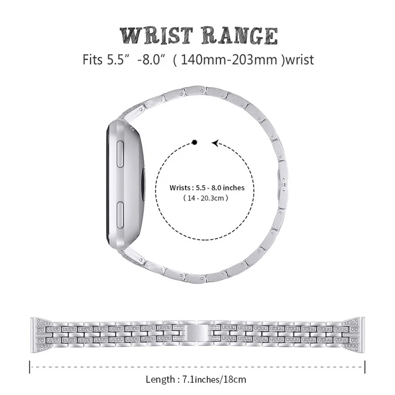 Modisch Fitbit Versa Metall und Strass armband