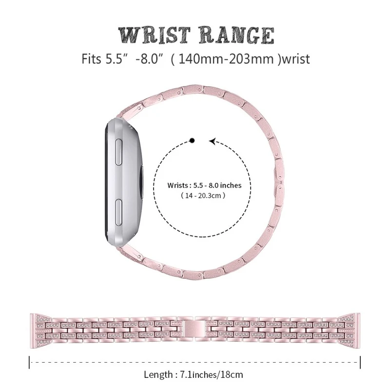 Modisch Fitbit Versa Metall und Strass armband