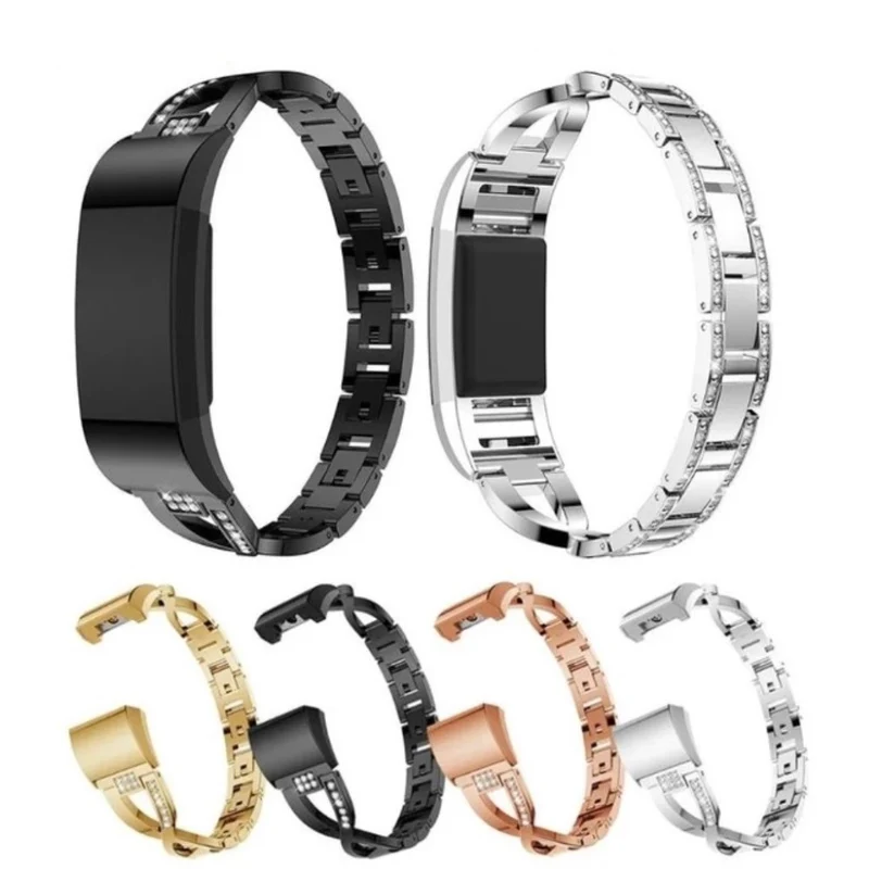 Absolut bequem Fitbit Charge 2 Metall und Strass armband