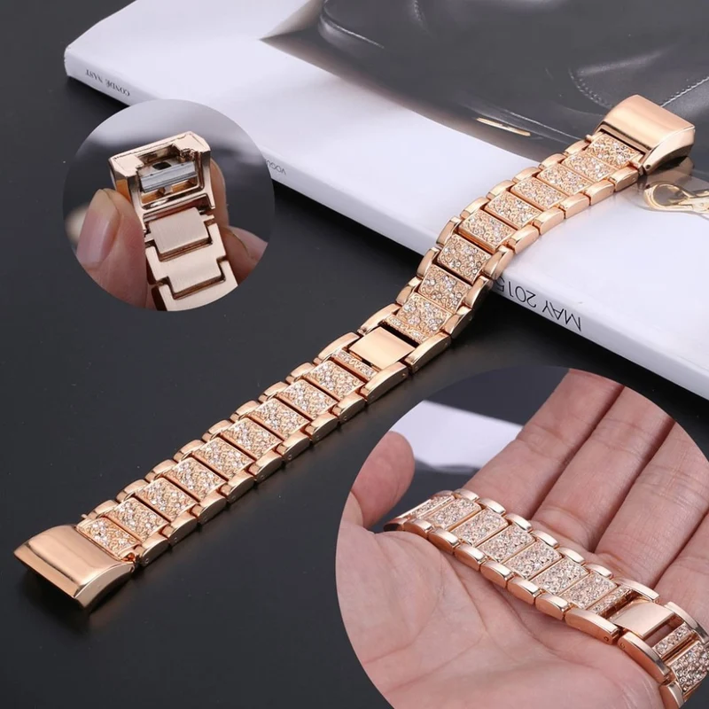 Super gut Fitbit Charge 2 Metall und Strass armband
