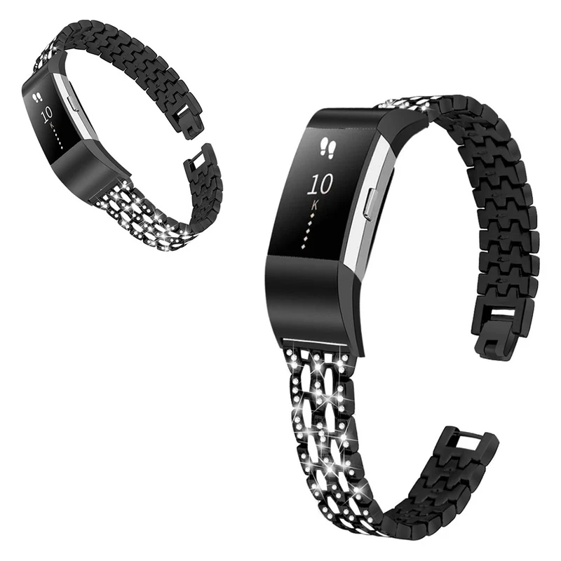 Mega zäh Fitbit Charge 2 Metall und Strass armband