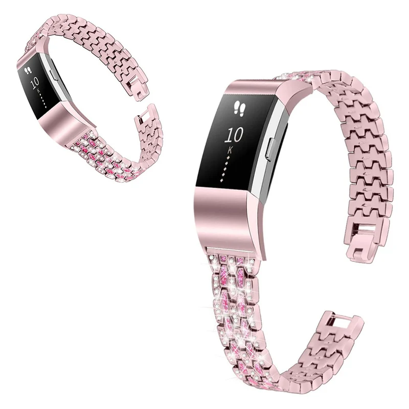 Mega zäh Fitbit Charge 2 Metall und Strass armband