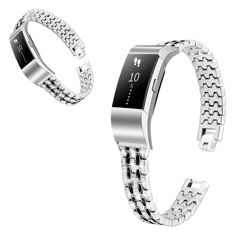Mega zäh Fitbit Charge 2 Metall und Strass armband