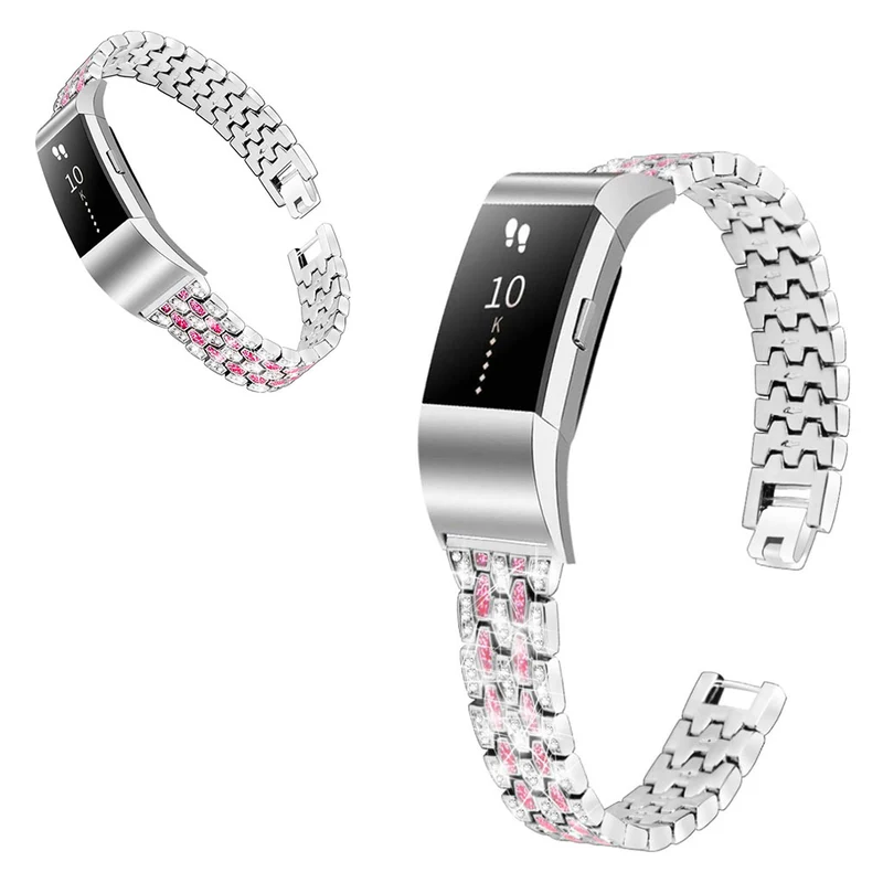 Mega zäh Fitbit Charge 2 Metall und Strass armband