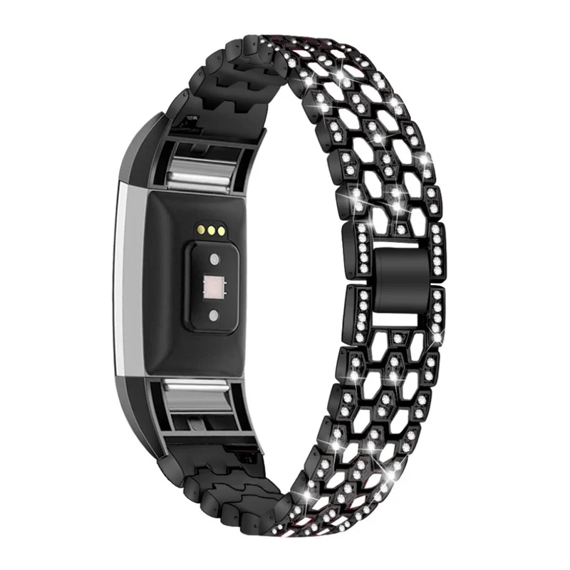 Mega zäh Fitbit Charge 2 Metall und Strass armband
