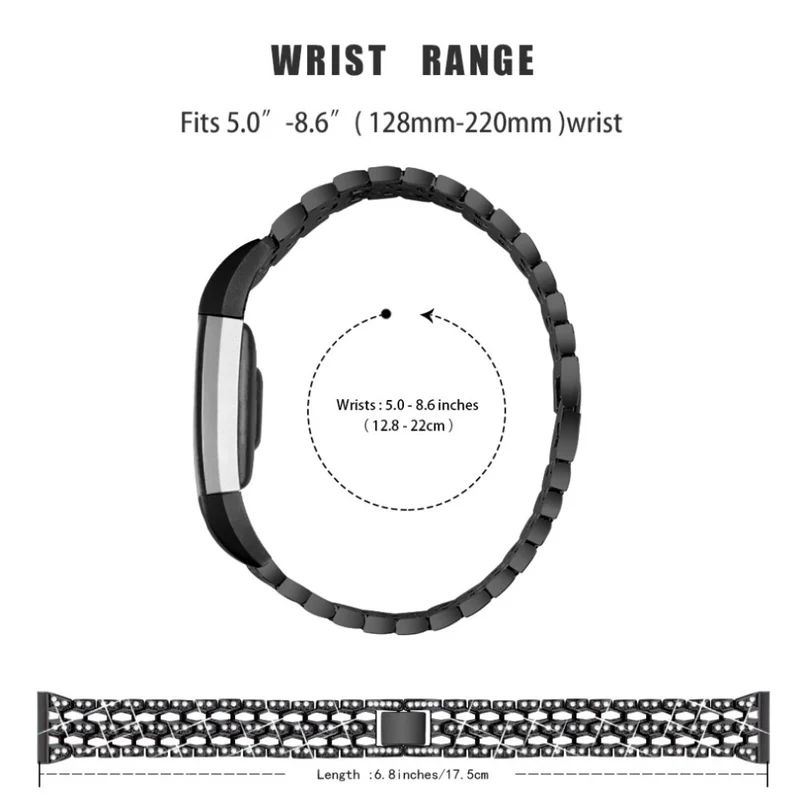 Mega zäh Fitbit Charge 2 Metall und Strass armband