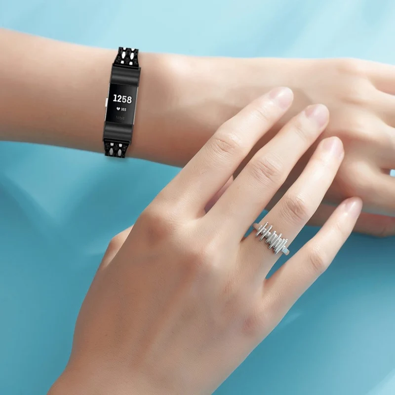 Mega zäh Fitbit Charge 2 Metall und Strass armband