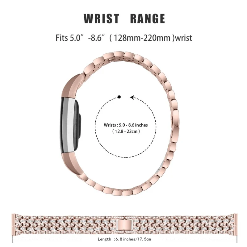 Mega zäh Fitbit Charge 2 Metall und Strass armband