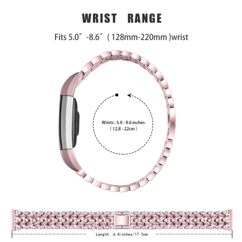 Mega zäh Fitbit Charge 2 Metall und Strass armband