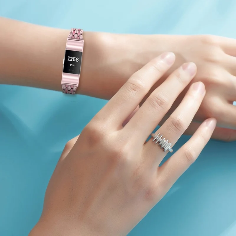Mega zäh Fitbit Charge 2 Metall und Strass armband