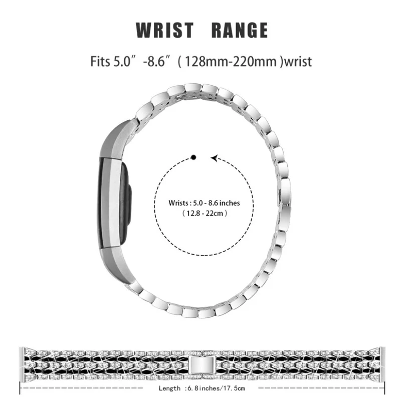 Mega zäh Fitbit Charge 2 Metall und Strass armband