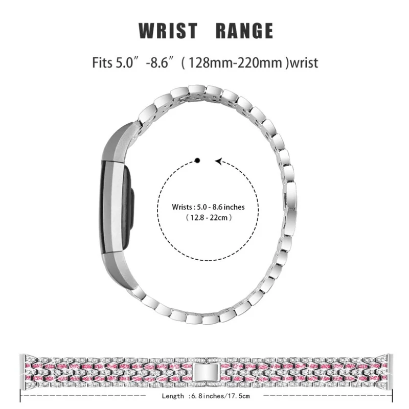 Mega zäh Fitbit Charge 2 Metall und Strass armband