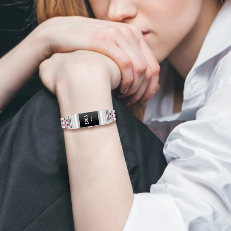 Mega zäh Fitbit Charge 2 Metall und Strass armband
