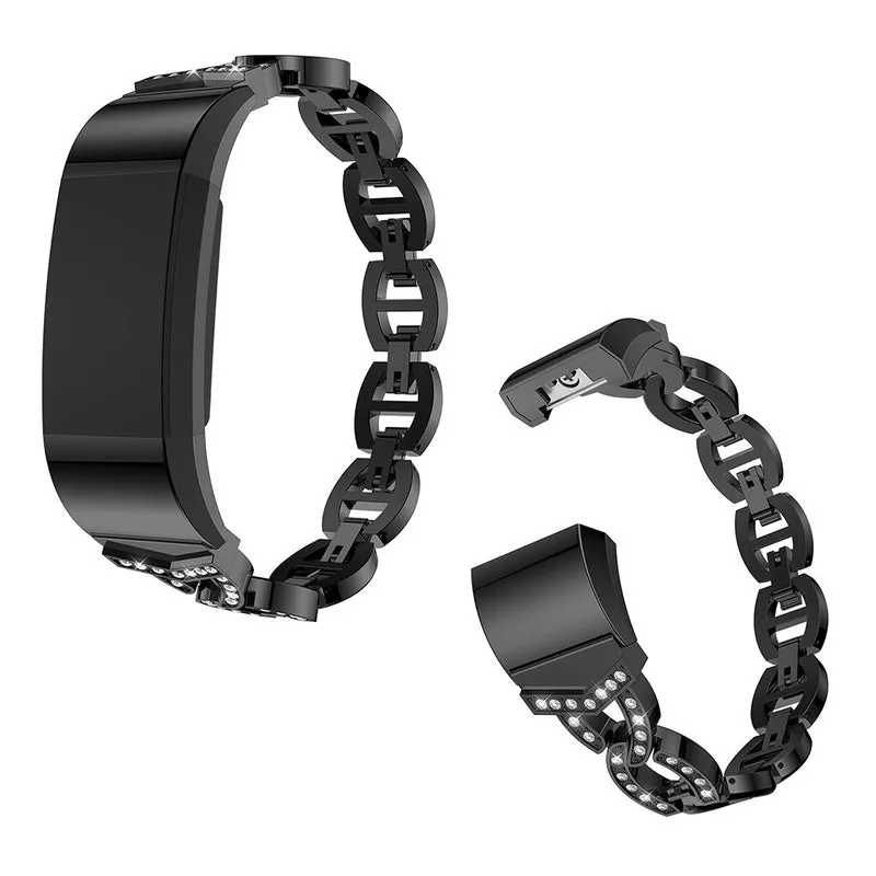 Sehr bequem Fitbit Charge 2 Metall und Strass armband