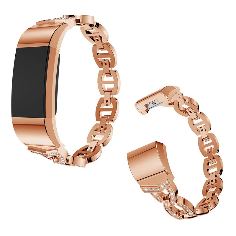Sehr bequem Fitbit Charge 2 Metall und Strass armband