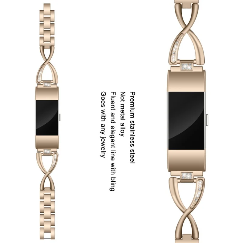 Sehr schön Fitbit Charge 2 Metall und Strass armband