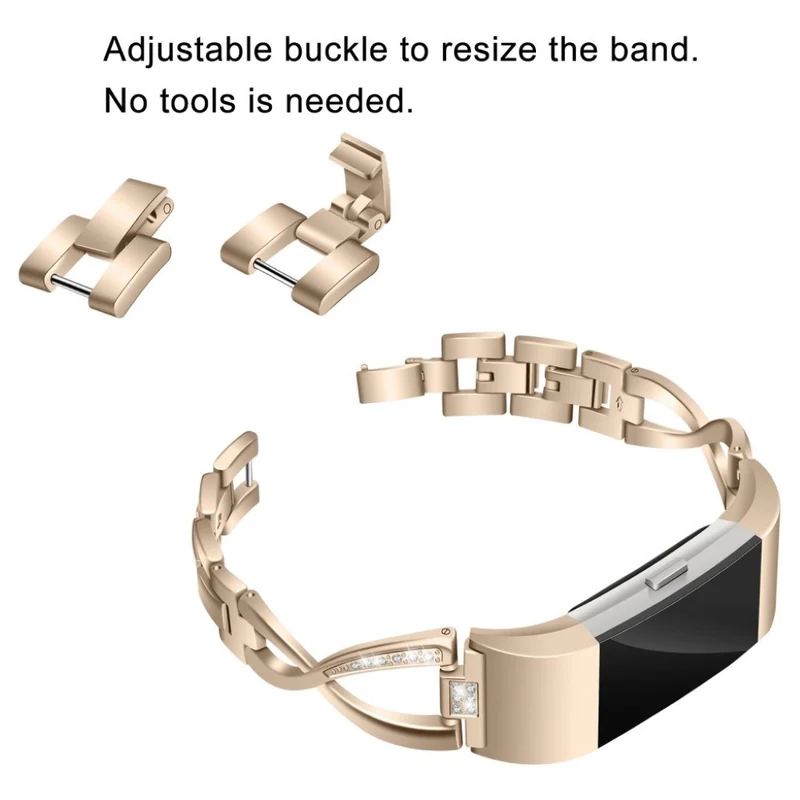 Sehr schön Fitbit Charge 2 Metall und Strass armband