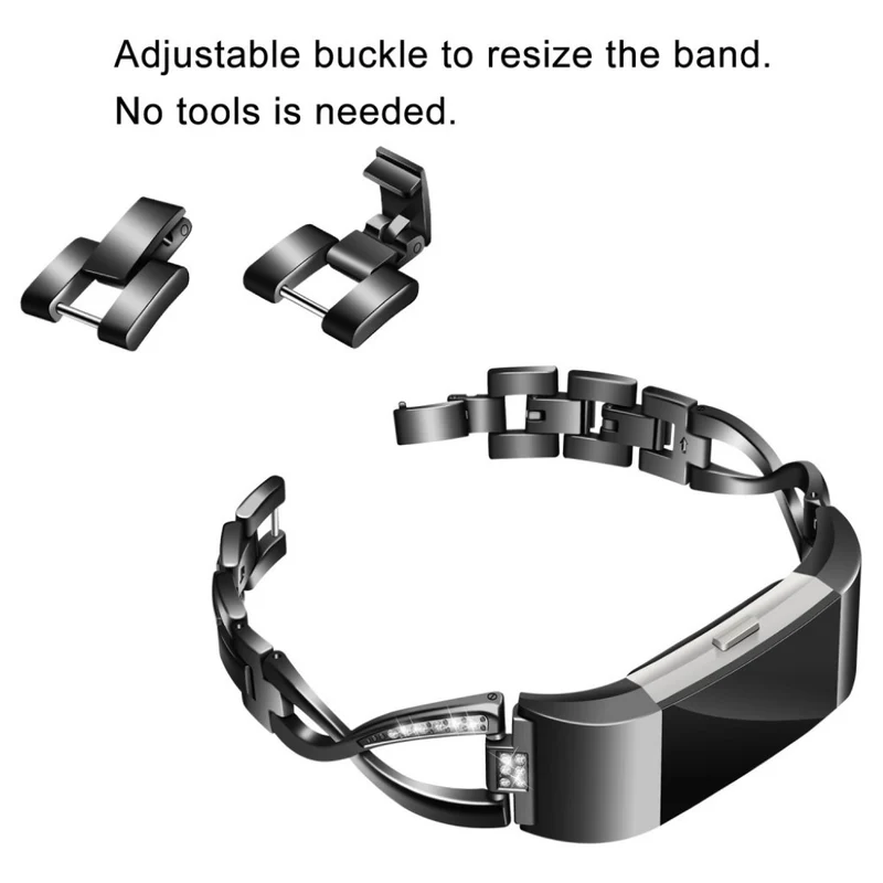 Sehr schön Fitbit Charge 2 Metall und Strass armband