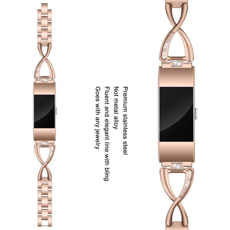 Sehr schön Fitbit Charge 2 Metall und Strass armband
