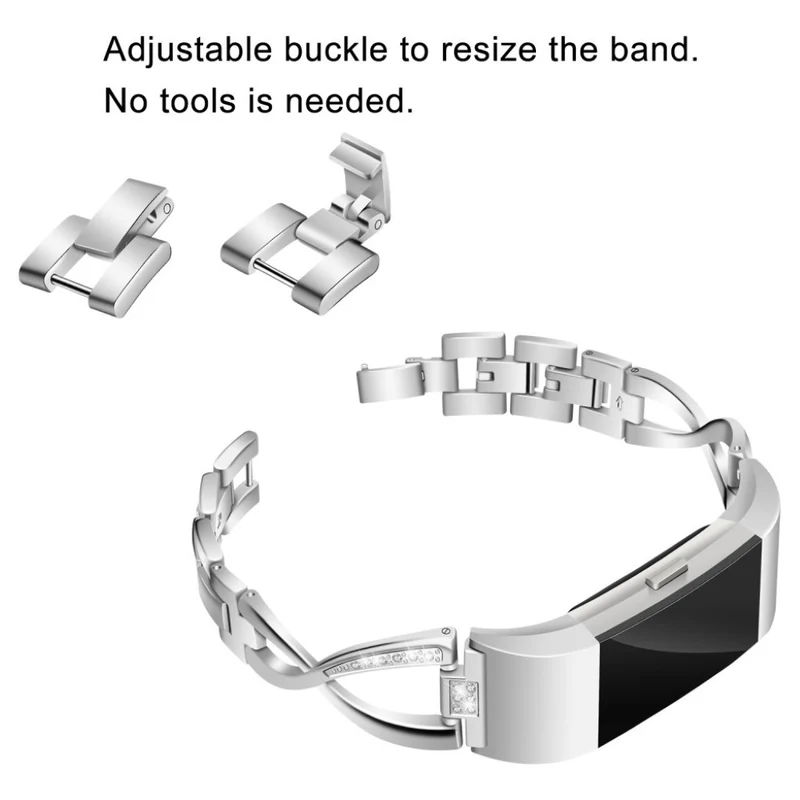 Sehr schön Fitbit Charge 2 Metall und Strass armband
