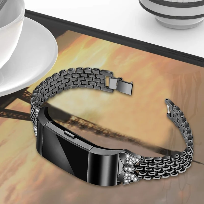Sehr robust Fitbit Charge 2 Metall und Strass armband