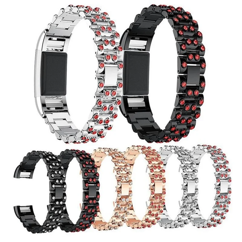 Reizend Fitbit Charge 2 Metall und Strass armband