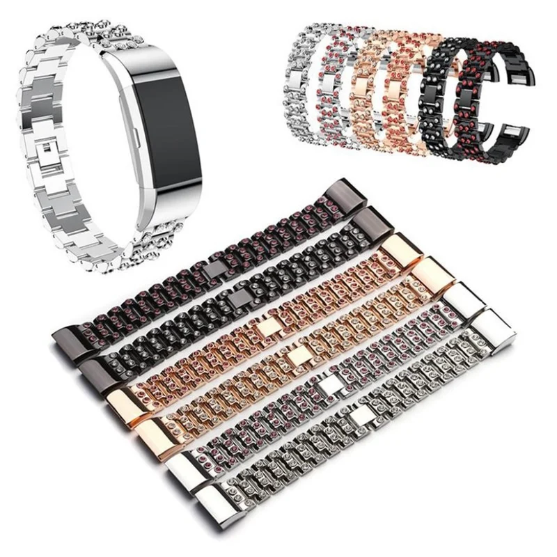 Reizend Fitbit Charge 2 Metall und Strass armband
