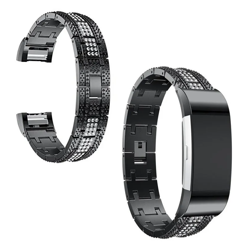 Klassisch Fitbit Charge 2 Metall und Strass armband
